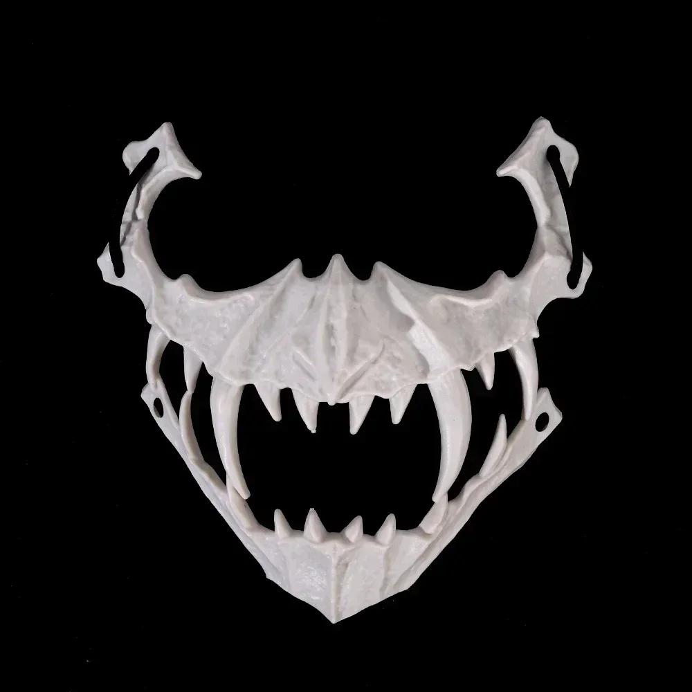 Maschera Teschio Festa Denti Lunghi Demone Scheletro Mezza Maschera Lupo Drago Tigre Maschera Houjuu Nue Cosplay Halloween Accessori Costume