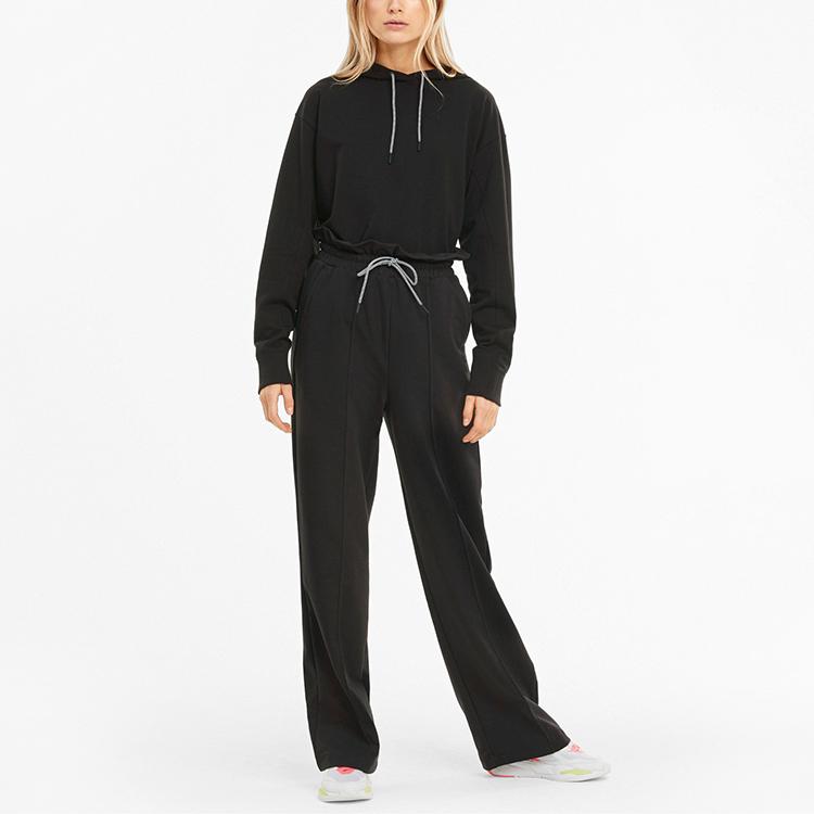 Puma Infush Paperbag Logo Solid Color Straight Leg Casual Pants Women bottoms Black 530266-01