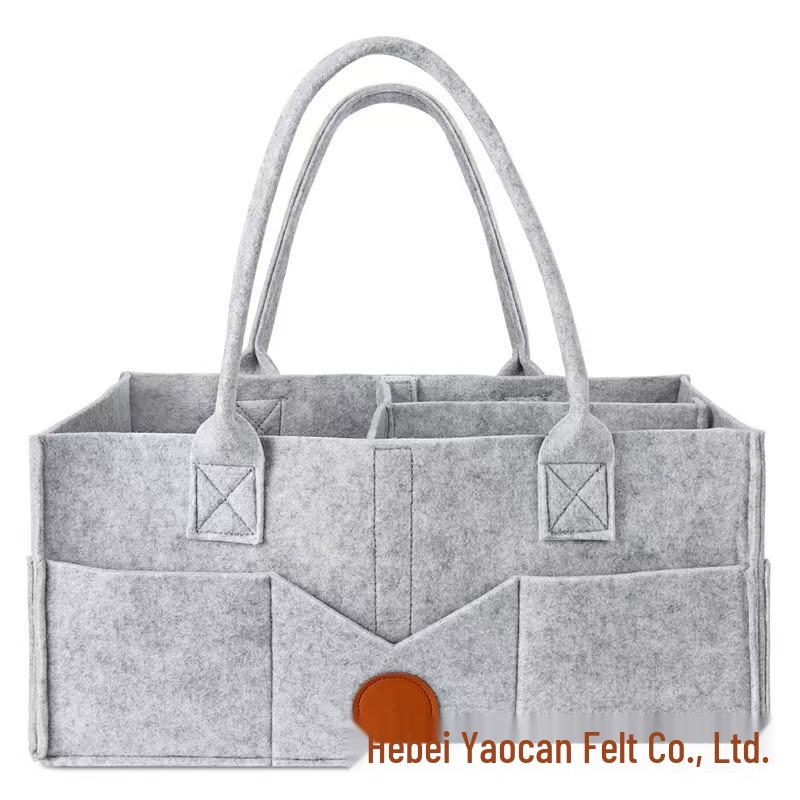 

Large Capacity Baby Diaper Bag - Felt Storage & Travel Handbag for Moms 38x25.5x18cm светло-серый