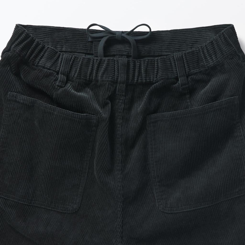 MUJI Men's Kapok-Blend Corduroy Wide Pants (AE0XXA4A) Black, Size S