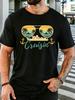 Vintage Cruisin Cruise Palm Anchor Sunglasses Print Mens Cotton Crew Neck Tee Short Sleeve Loos