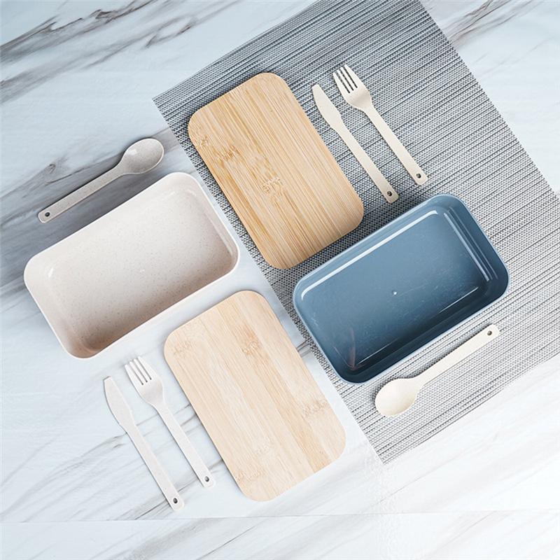 Portable Lunch Box Bamboo Wooden Lid Lunch Insulation Box Office Worker Japanese Sushi Lunch Box