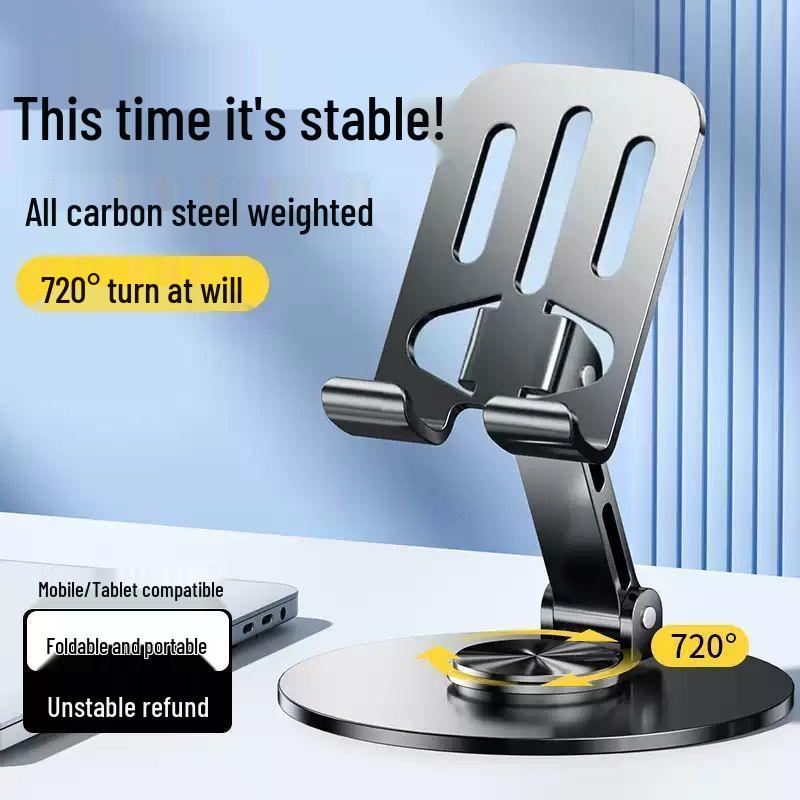 360° Rotating All-Metal Phone & Tablet Stand: Foldable, High-End, Universal for Desktop/Streaming