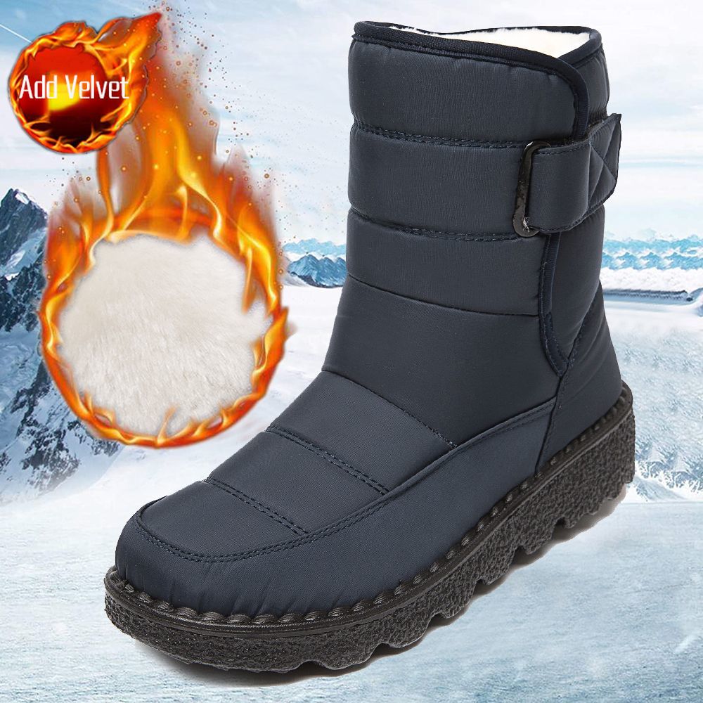 Modische Übergröße Warme Wasserdichte Schneestiefel für Damen Winter Plateau Stiefeletten Bequem und Elegant Lamm Trend 2025 Goth Damen Schuhe