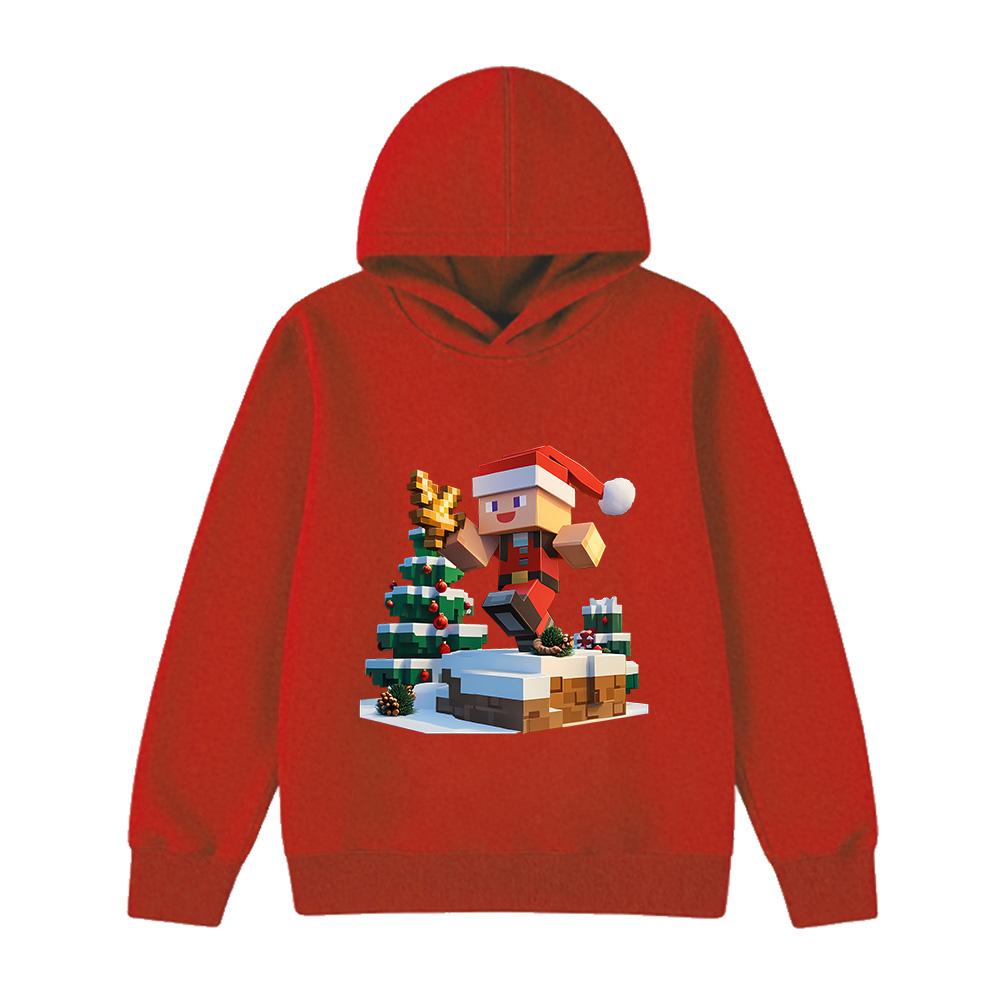 Minecraft Christmas Santa Claus Hoodie age 4-14 Pullover Sweatshirt for Kids Boys Girls Christmas Gift Costume cartoon print New Year gift