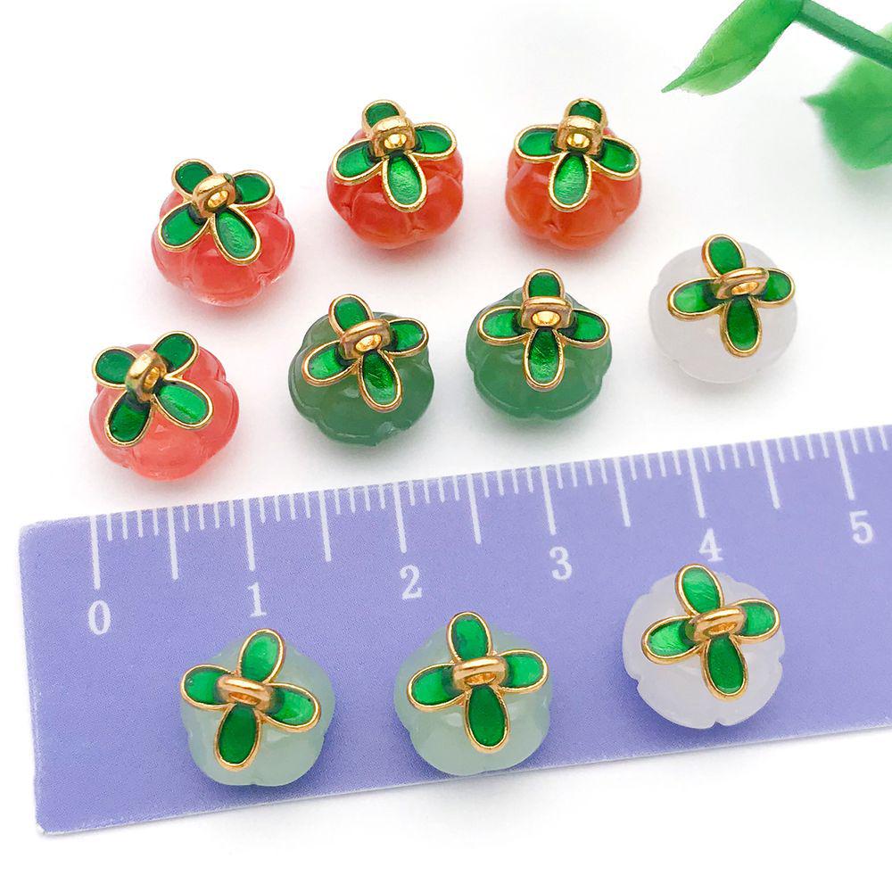 Set of 10 Colorful Glass Four-Leaf Clover Pumpkin Charms for DIY Jewelry