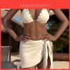 Set Bikini da Donna Sexy a Colore Unito in Tessuto di Poliestere per Sport Acquatici e Relax in Spiaggia