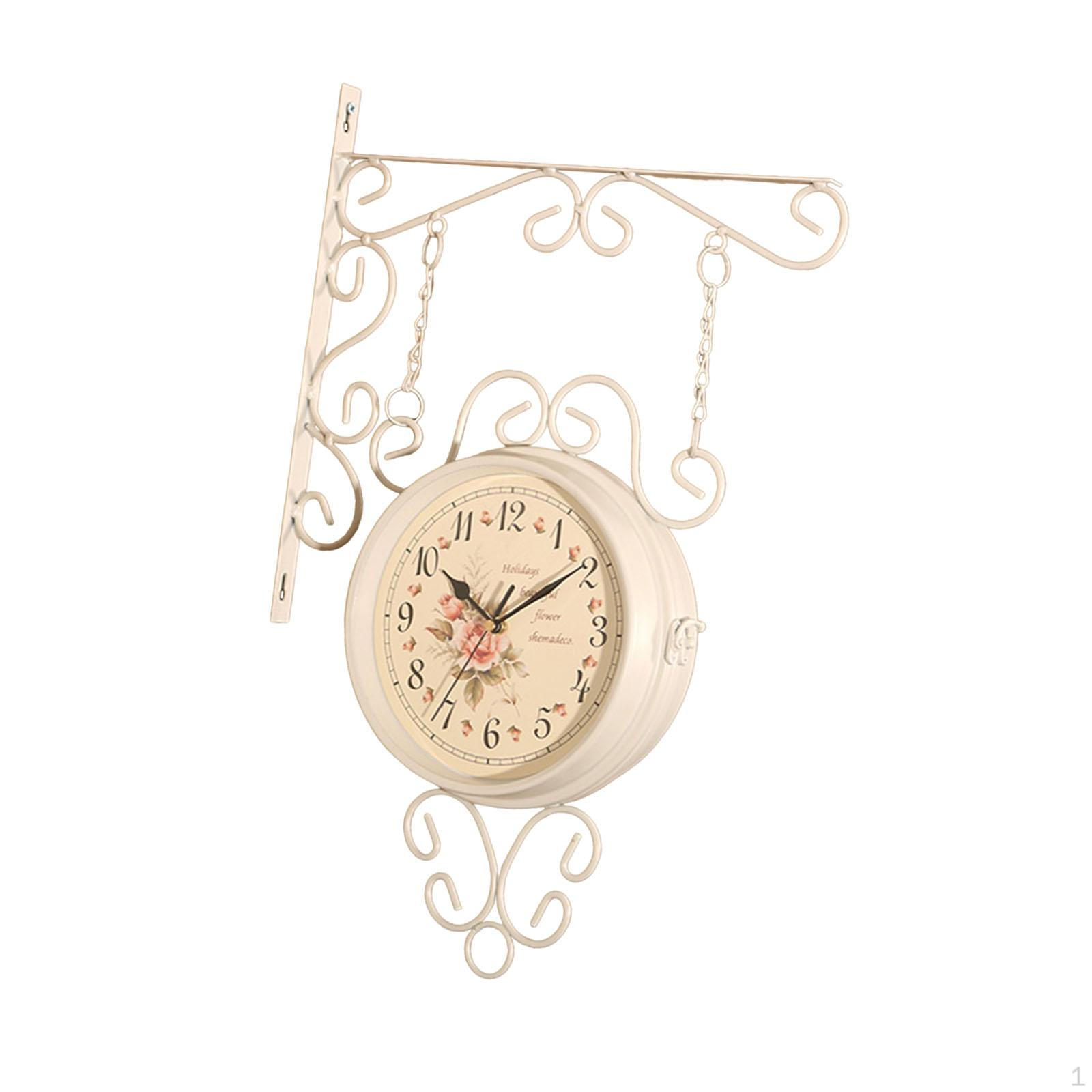 

Антикварный дизайн Круглые Двусторонние Настенные Часы, Вокзальные Часы для Кухни, Сада и Патио.