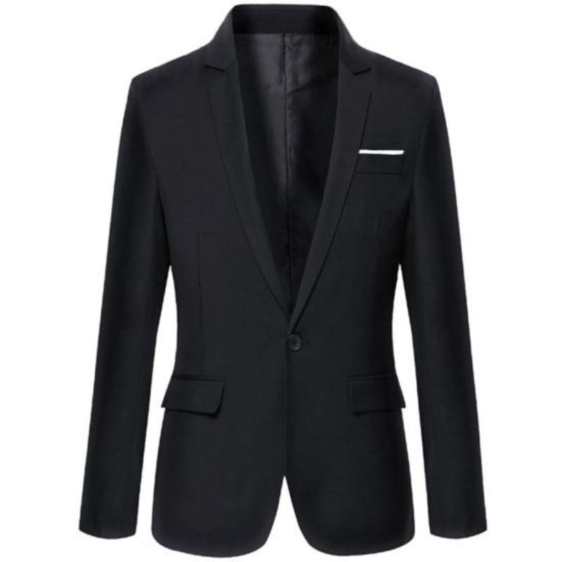 Moda Uomo Tinta Unita Manica Lunga Revers Slim Fit Blazer Abito Cappotto Soprabito