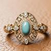 Elegant Eco-friendly Gold-Plated Women's Ring with Turquoise Inlay - Hot French Jewelry Trend