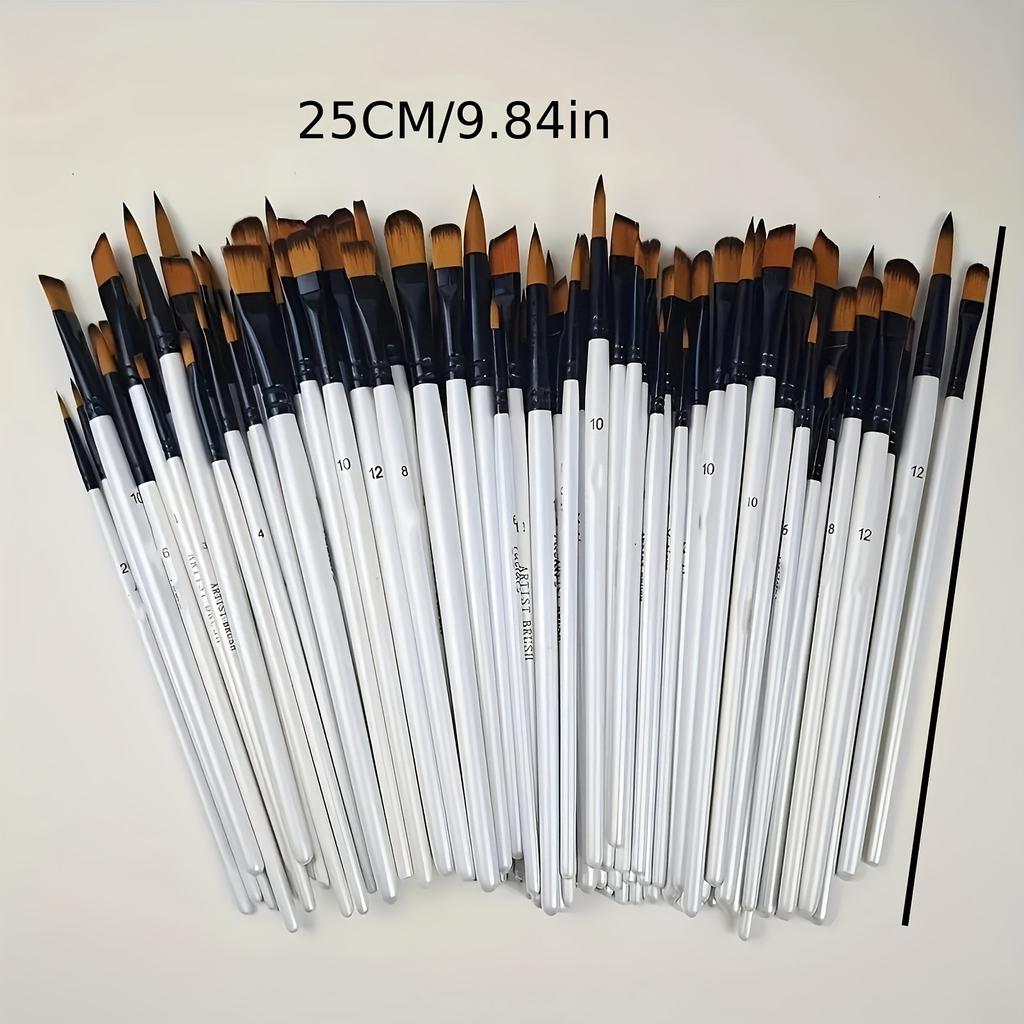Art Oil Paint Brush 32 Pieces Set Nylon Hair Wooden Brush Hand Painted Wall Painting Watercolor Acrylic Paint Brush School