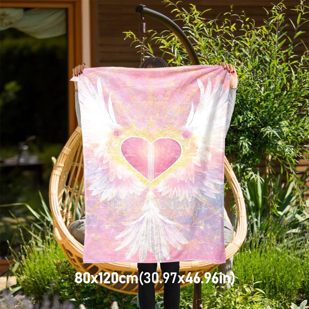 

1pc Heart Wings Outdoor Flannel Blanket Soft Warm All-Season Throw for Sofa Bed Car Camping Office, Cozy Gift Idea1146S 80x120cm(31x47inch)