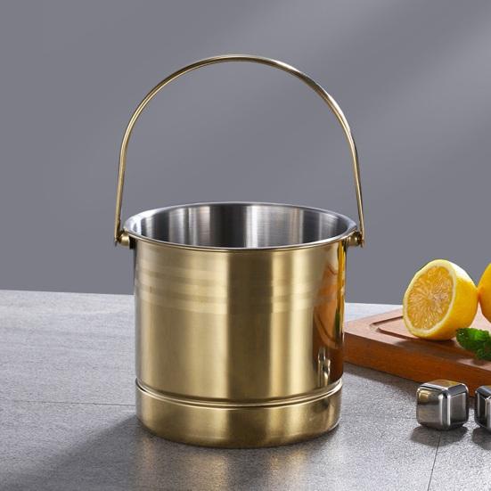 Yangyizhi Seau à Glace en Acier Inoxydable avec Passoire Amovible, Refroidisseur de Vin Bar Champagne pour Bière Vin Rouge, Portable Snacks Maison