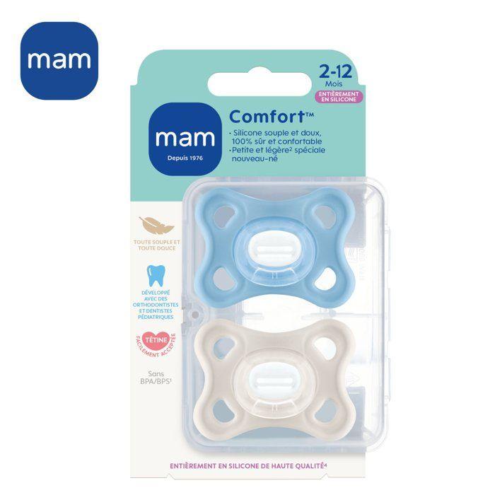 Sucette - MAM - Comfort - Silicone - 2-12 mois - Boîte stérilisation x2