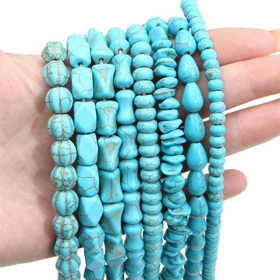 DIY Takı Aksesuarları İçin Sentetik Mavi Turkuaz Yuvarlak Dökme Boncuklar - Bilezikler, Kolyeler, Kolyeler