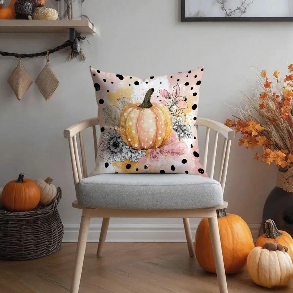 Pumpkin-Patterned Pillow Covers For Fallsuitable For Sofa Car Bedroom Decorative Cushion Cover Pillow Cover