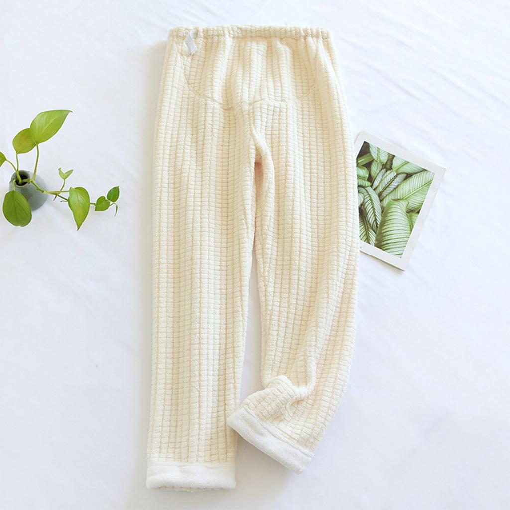 Women's Casual High Waist Adjustable Warm Flannel Home Pants