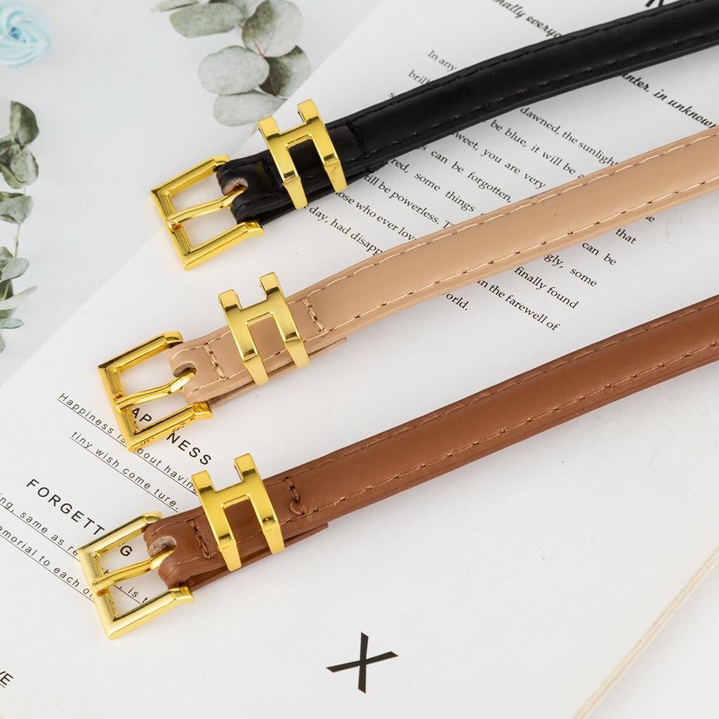 The H-buckle Letter-shaped Small Belt for Ladies Is Versatile, Fashionable and Has An Ins Style Decoration. It Is A Slim Waist Belt for Women