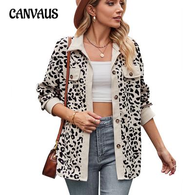 Autumnl Damesoverhemdjack Luipaardprint Knoop Casual los jasje met lange mouwen Overhemdjack