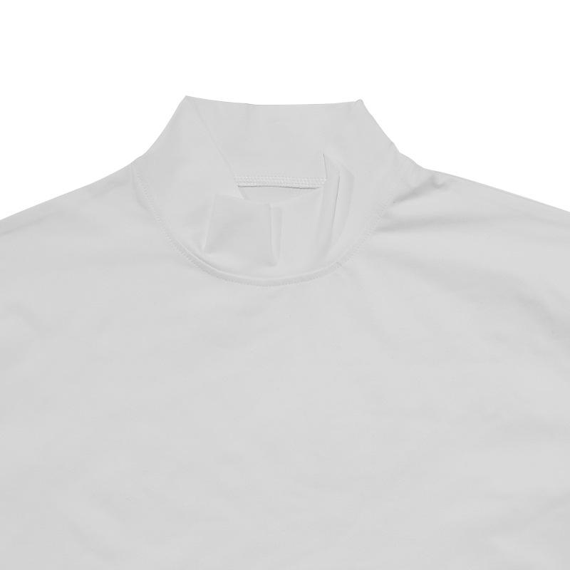 Mens Slim Fit Half Turtleneck Solid Color Short Sleeve Casual T Shirt