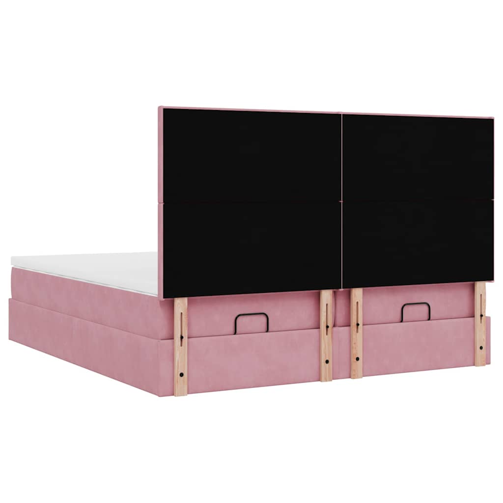 Ottoman Bed with Mattresses & LEDs Pink 160x200 Cm Velvet
