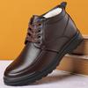 Leather shoes men's winter men's velvet warm cotton shoes thickened business cowhide high-top leather boots tide