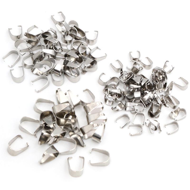 100 Pcs Stainless Steel Melon Seed Clasp Pendant Necklace Jewelry Accessories