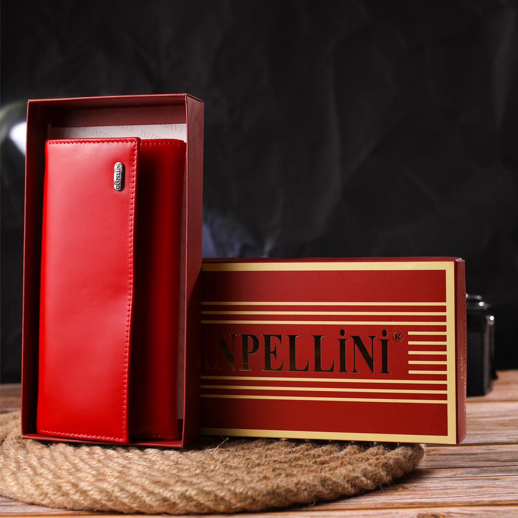 Dámská zářivá peněženka z pravé hladké kůže CANPELLINI Wallet 21626 Red