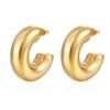 Stainless steel women's hollow earrings round gold-plated earrings 18K oval light luxury earrings