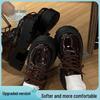 Women's 2024 Black Patent Leather Round Toe Lace-Up Shoes - British Style, Thick Sole, Mid-Heel for Autumn