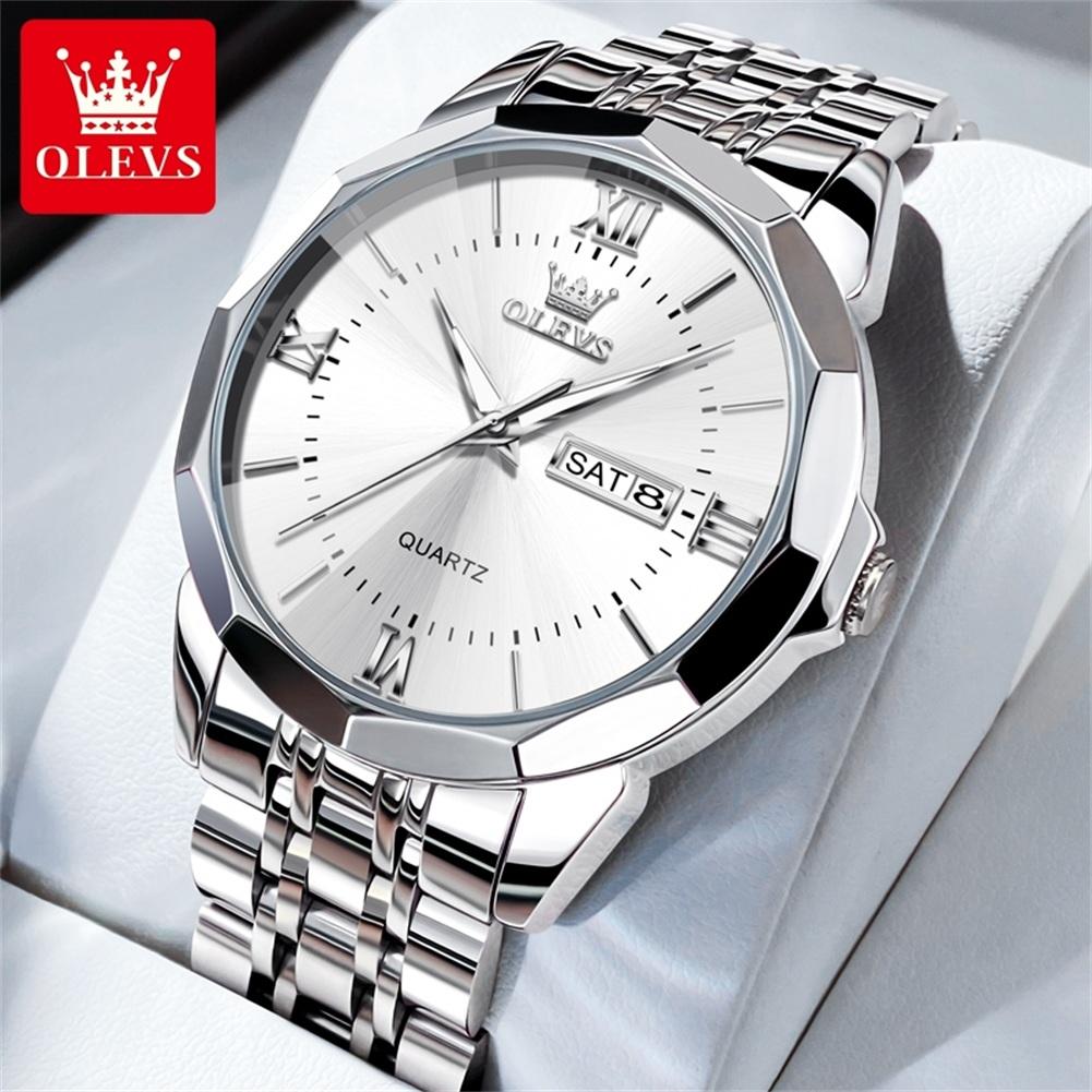 OLEVS Mens Watches Top Brand Luxury Gold Quartz Watch Men Stainless Steel Waterproof Fashion Men Wristwatches Relogio Masculino
