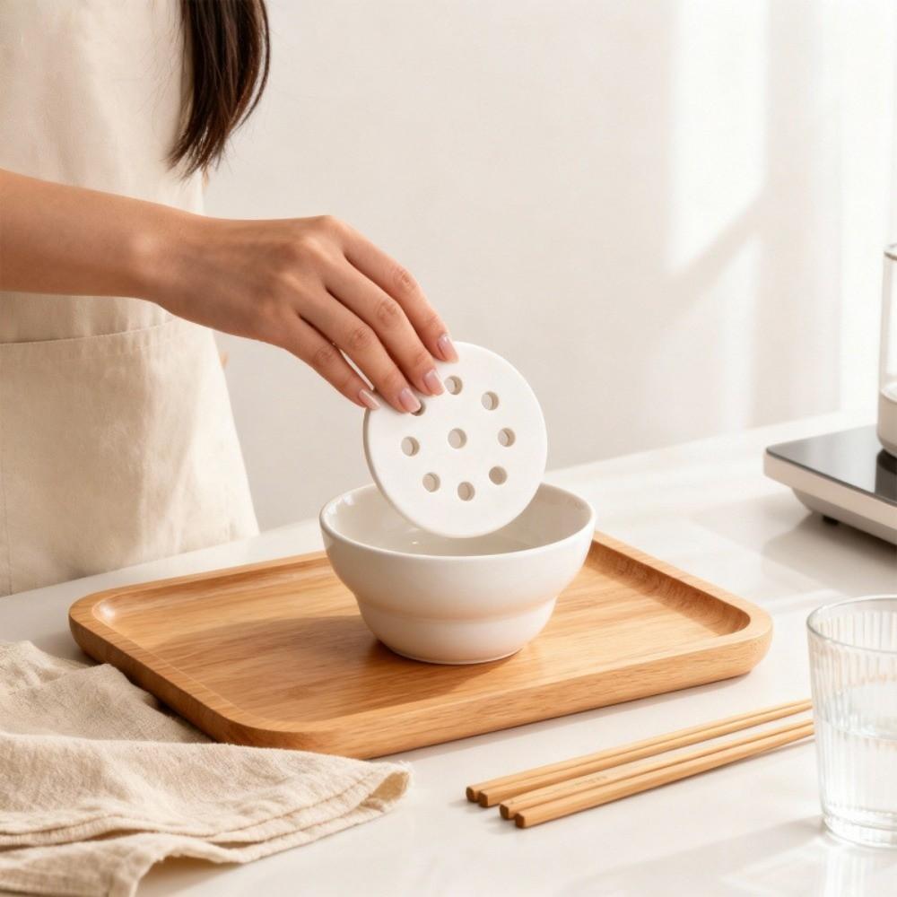 Ceramic Dipping Sauce Bowl Creative Double-layer Filter Soup Bowl Hot Pot Drip Oil Bowl  Home