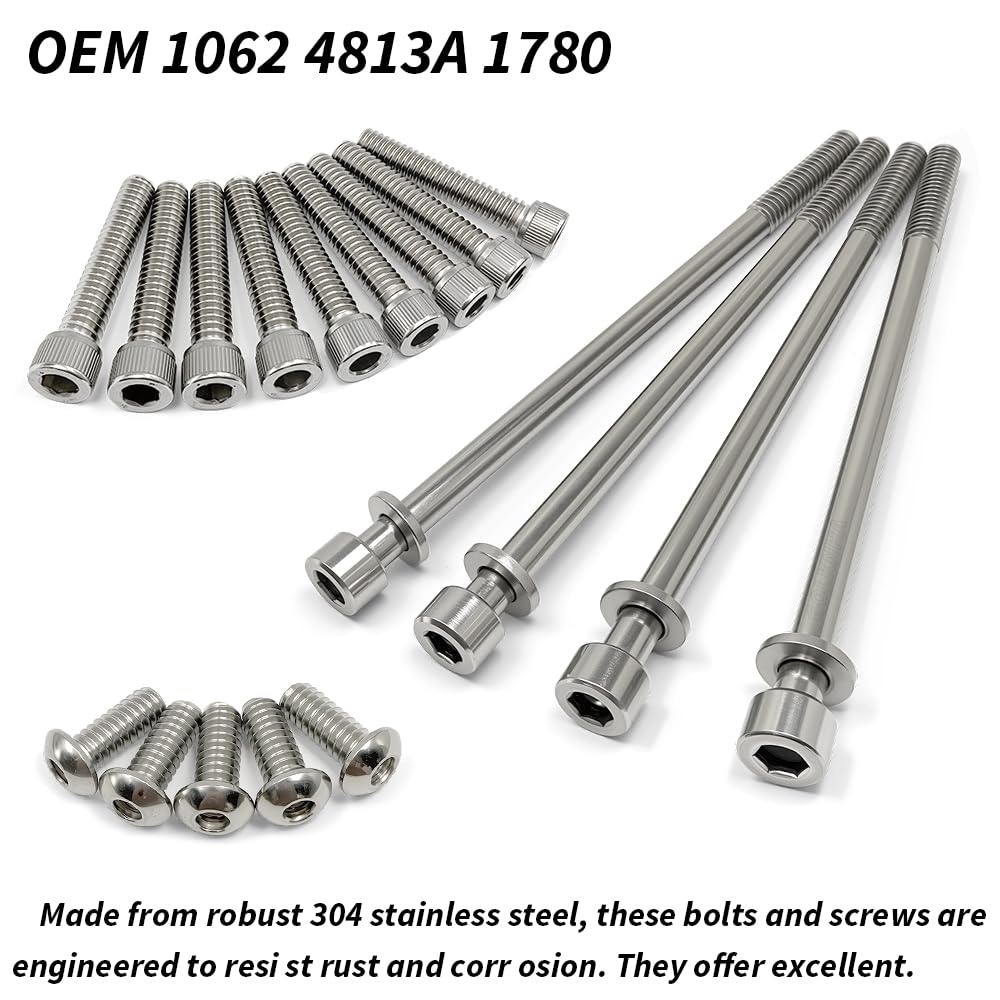 

304 Stainless Steel Clutch Primary Cover Bolt Kit for Softail, Fat Bob, Road King, Fat Boy, Deluxe OEM #1062 4813A 1780