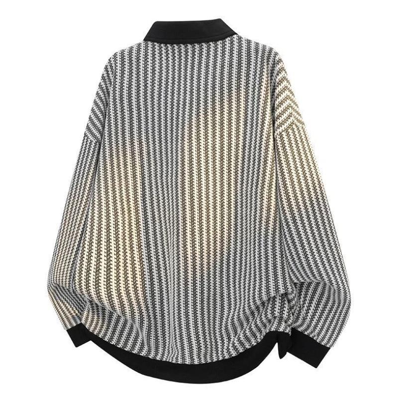 Kragen Jacquard Sweatshirt Herren Herbst Winter Neu Amerikanischer Stil Locker Langarm Pullover Poloshirt Lässig Trendiges Oberteil