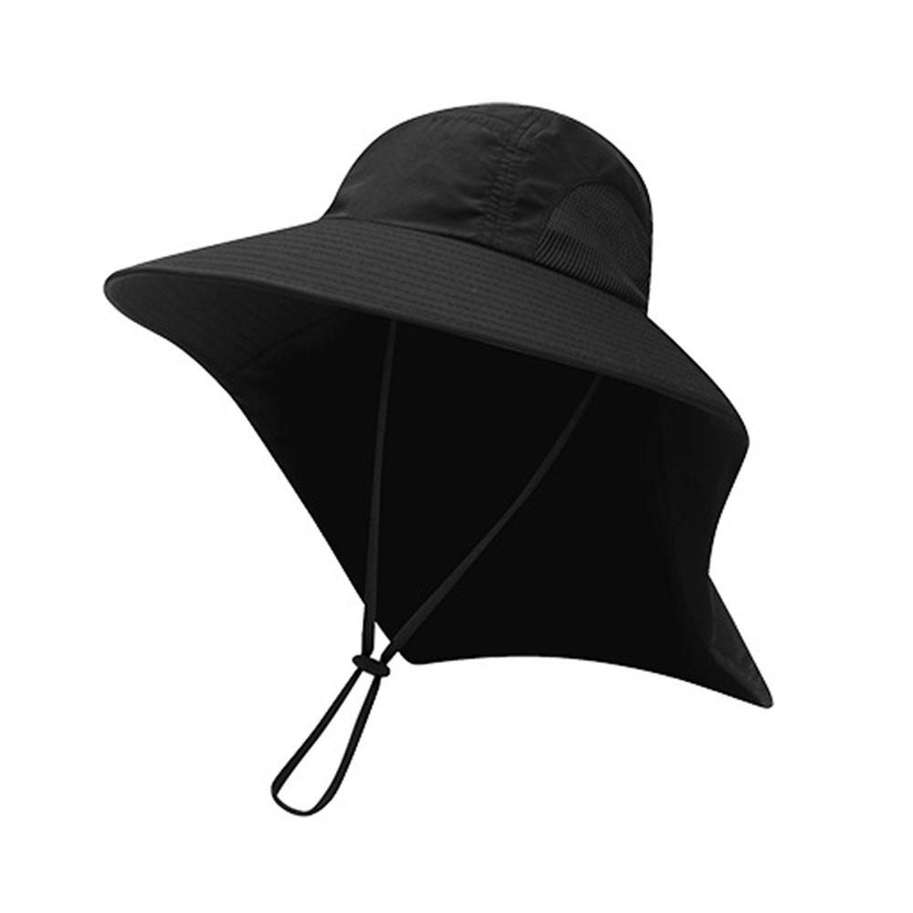 

Gifts Wide-brimmed Fishing Cap Shawl Adjustable Sun Protection Hats UV-protective Hiking Hat чёрный