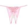 Sexy Women'S Crotchless Panties Pearl Massage Lingerie Thong Butterfly Embroidery Cutout G-String Sex Naughty Play Underwear
