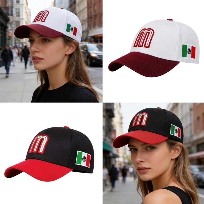 Mexico M Letter Embroidered Baseball Cap Adjustable Cotton Polyester Blend Sunhat For Men Women Kids