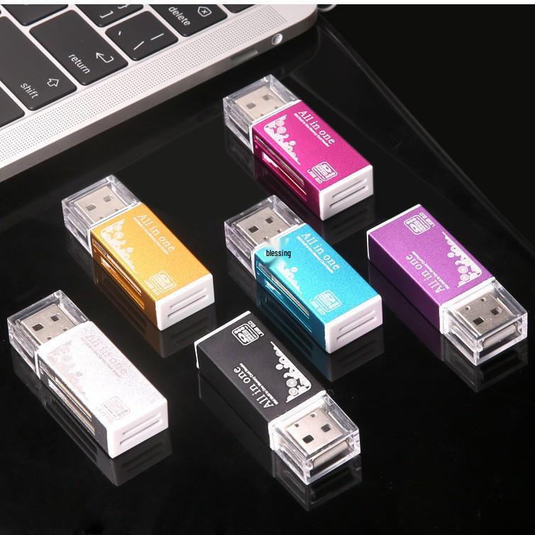Colorful Aluminum Alloy USB 2.0 High-Speed Mini 4-in-1 Card Reader