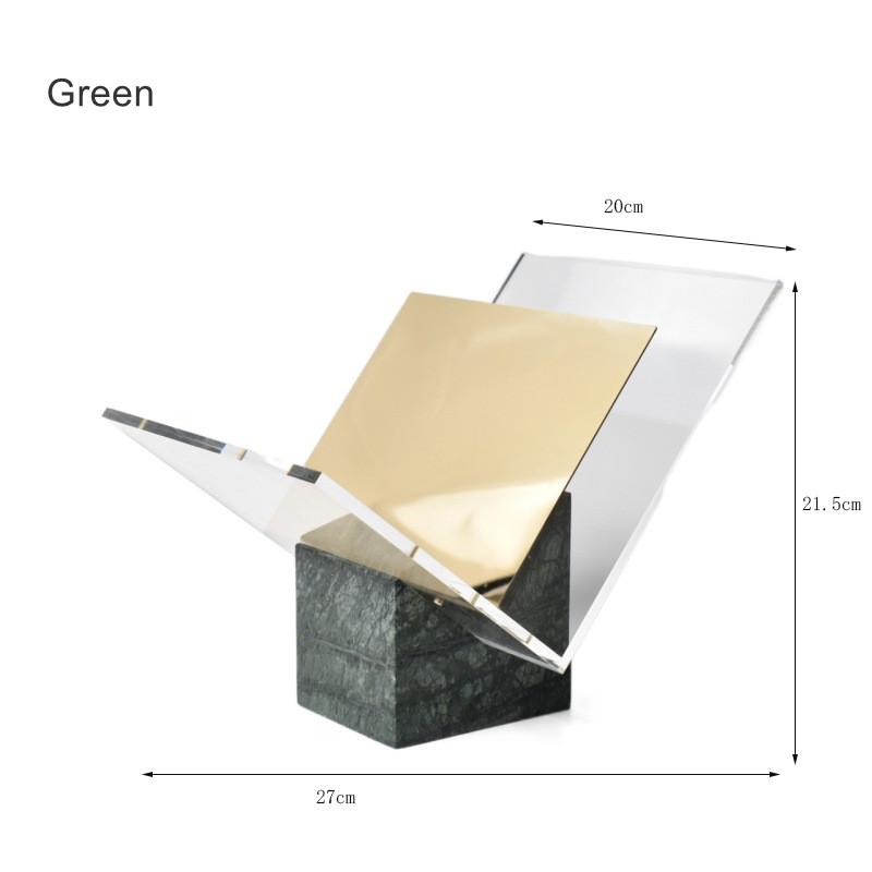 Acrylic Bookcase with Marble Base, Creative Desktop Ornament, Magazine Rack Newspaper Rack, Home Office Decorations