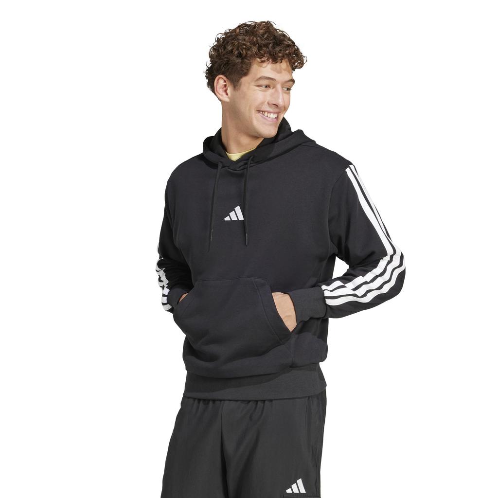 Adidas KTE97 Essentials French Terry Size Men's 3-Stripes Hoodie, Black/White (JD1874), J/XL