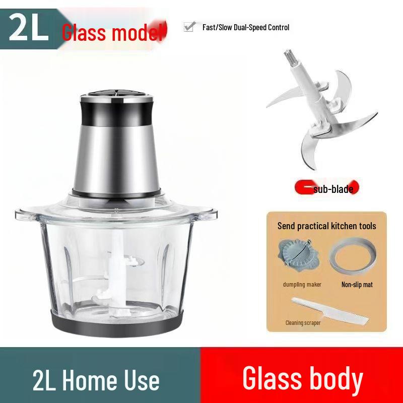 Stainless Steel Electric Meat Grinder & Multi-function Food Processor with Dough Kneading, Garlic Paste, and Vegetable Shredder