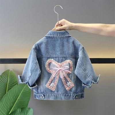 2-12 Years Girls Denim Jacket Fashion Baby Kids Jean Coats For Girls Cute Rabbit Lace Bow Design Children Outerwear Clothing