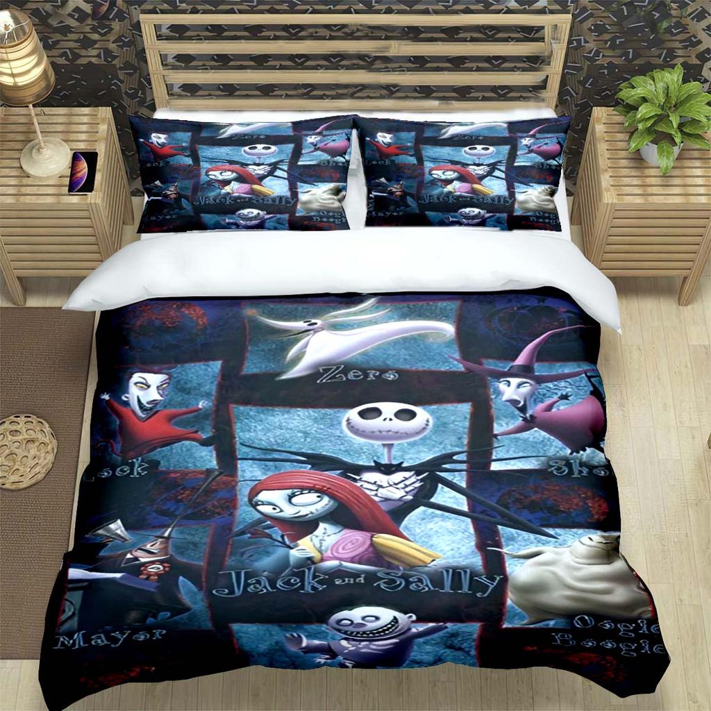 Horror Film The Nightmare Before Christmas Print Bedding Sets Bed Supplies Set Duvet Cover Bed Comforter Set Bedding Set Gift