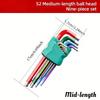 9pcs Industrial Hex Key Set, Ball End, Color Coded Allen Wrenches, Heavy Duty for Automotive, Machinery, Bike &Motorcycle Repair