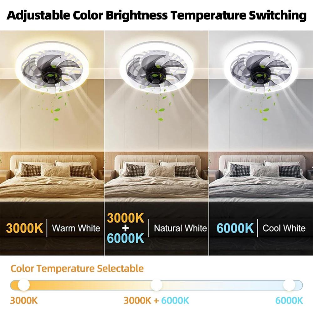 Modern Ceiling Fan Light LED Intelligent  Remote Control Dimmable Quiet Bedroom Restaurant Living Room E27 Base Ceiling Fan