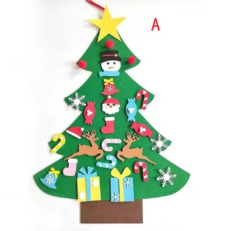 DIY Felt Christmas Tree Christmas Decoration for Home Navidad 2025 New Year Christmas Ornaments Santa Claus Xmas Kids Gifts