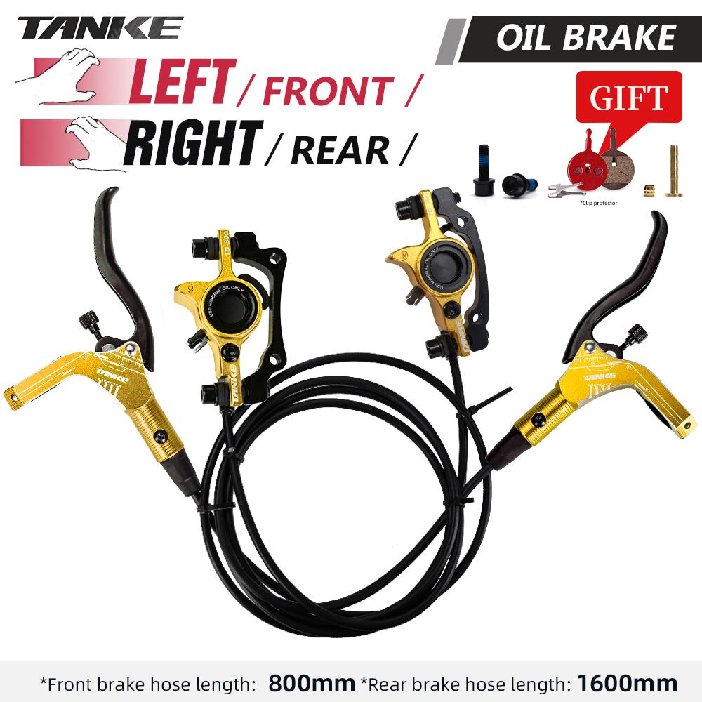 Sada hydraulických kotoučových brzd TANKE pro horské kolo s 160mm kotouči, hydraulickými třmeny, předním a zadním uchycením a řídítky 22,2 mm