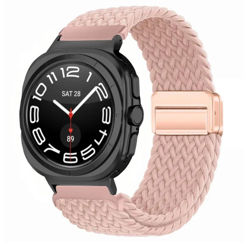 Nylon Braided Loop Strap for Samsung Galaxy Watch Ultra 47mm Magnetic Bracelet Wristband for Galaxy Watch 6 5 4 40mm 44mm 43mm 45mm Accessories