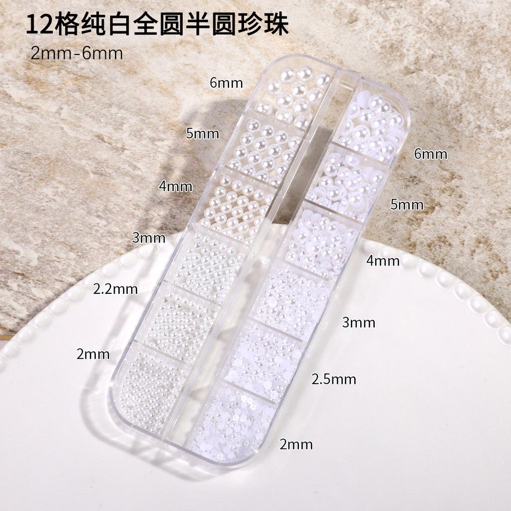 Ins Japanese Flat-Bottom Manicure, Pure White Beige Pearl, Semi-Round, Full-Round Highlight, No Peeling, No Fading, Nail Accessories