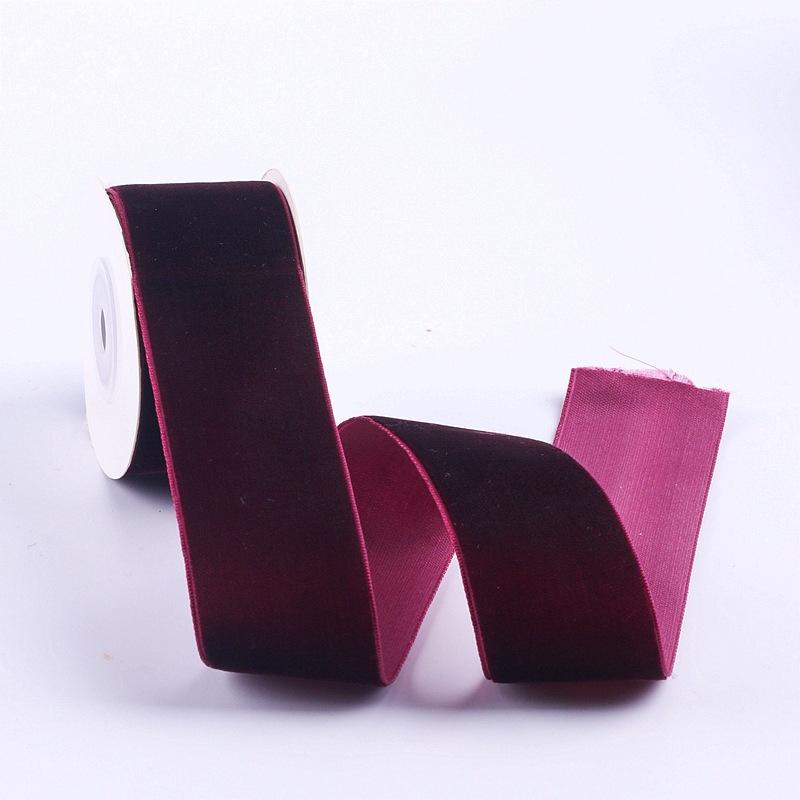 Eco-Friendly 38mm Single-Sided Flocked Velvet Ribbon Spool for Gift Wrapping DIY Bows Hair Accessories Birthday Cake Box Bands